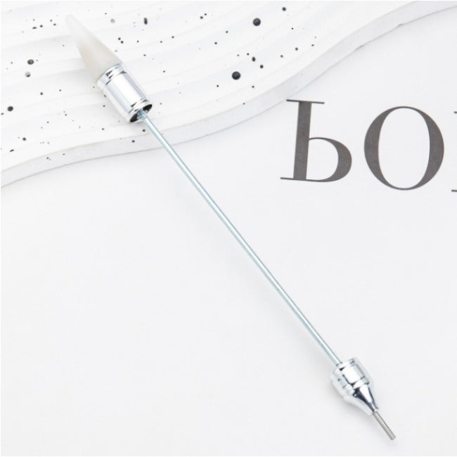 Wholesale 2pcs Beadable Pens Nail art Double-head drill pen DIY tools with wax blotting dot decal appliqué pen